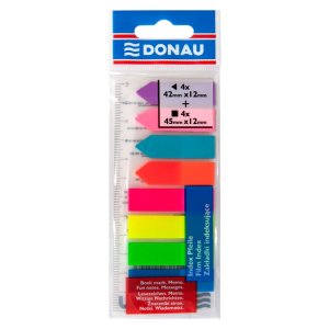 Zakładki indeksujące DONAU, PP, 12x45mm / 12x42mm, stand. / strzałka, 4x25 / 4x25 kart., mix kolorów