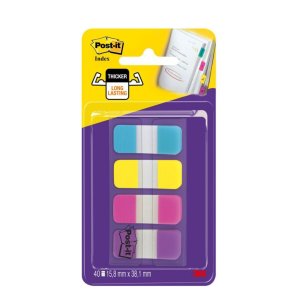 Zakładki indeksujące POST-IT® do archiwizacji (676-AYPV), PP, silne, 15,8x38,1mm, 4x10 szt., mix kolorów
