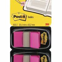 Zakładki indeksujące POST-IT® (680-BP2EU), PP, 25,4x43,2mm, 2x50 kart., jaskraworóżowe
