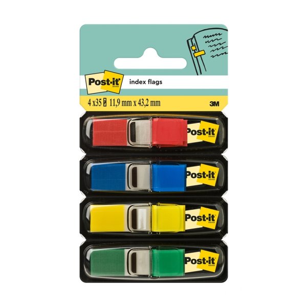 Zakładki indeksujące POST-IT® (683-4), PP, 11,9x43,1mm, 4x35 kart., mix kolorów