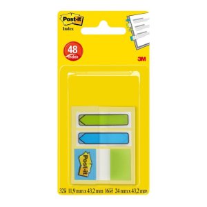 Zakładki indeksujące POST-IT® do archiwizacji (680-684A-EU), PP, 2x16 strałek 11,9x43,2mm  +  16 zakładek 23,8x43,2mm, morskie kol