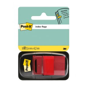 Zakładki indeksujące POST-IT® (680-1), PP, 25,4x43,2mm, 50 kart., czerwone