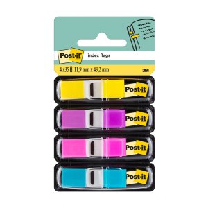 Zakładki indeksujące POST-IT® (683-4AB), PP, 11,9x43,1mm, 4x35 kart., mix kolorów neonowy