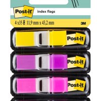 Zakładki indeksujące POST-IT® (683-4AB), PP, 11,9x43,1mm, 4x35 kart., mix kolorów neonowy