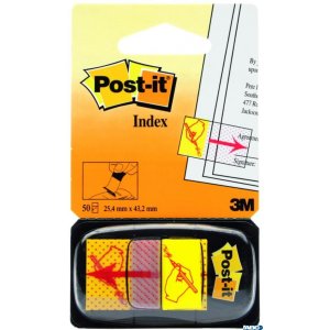 Zakładki indeksujące POST-IT z nadrukiem ręka + ołówek (680-31), PP, 25,4x43,2mm, 50 kart.