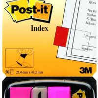 Zakładki indeksujące POST-IT® (680-21), PP, 25,4x43,2mm, 50 kart., jaskraworóżowe