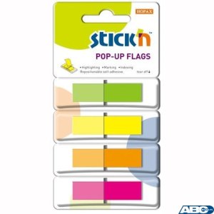 Zakładki indeksujące w podajniku 45x12mm 160 / 4 kolory STICKN 26017