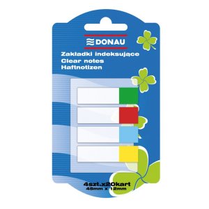Zakładki indeksujące DONAU, PP, 12x45mm, 4x20 kart., mix kolorów