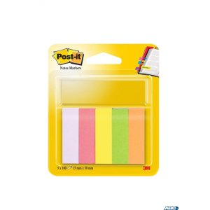 Znaczniki POST-IT (670 / 5), papier, 15x50mm, 5x100 kart., mix kolorów neonowy