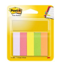 Znaczniki POST-IT (670/5), papier, 15x50mm, 5x100 kart., mix kolorów neonowy