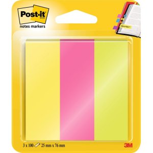 Zakładki indeksujące POST-IT® (671 / 3), papier, 25x76mm, 3x100 kart., mix kolorów