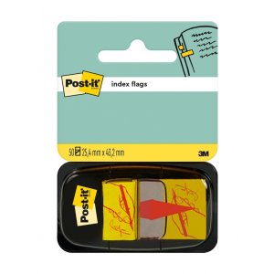 Zakładki indeksujące POST-IT® z nadrukiem „ręka + ołówek” (680-31), PP, 25,4x43,2mm, 50 kart.
