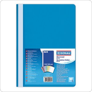 Skoroszyt DONAU, PP, A4, standard, 120/180mikr., niebieski, (10szt), 1702001PL-10