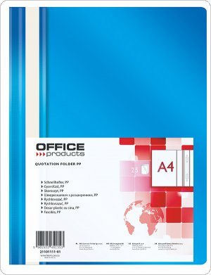 Skoroszyt OFFICE PRODUCTS, PP, A4, miękki, 100/170mikr., niebieski, (25szt), 21101111-01