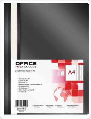 Skoroszyt OFFICE PRODUCTS, PP, A4, miękki, 100/170mikr., czarny, (25szt), 21101111-05