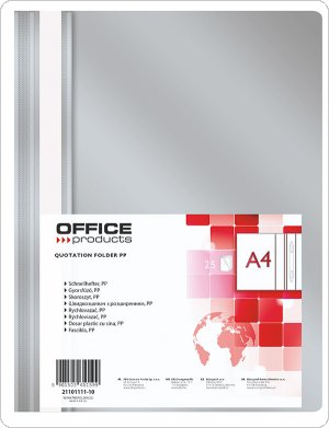 Skoroszyt OFFICE PRODUCTS, PP, A4, miękki, 100/170mikr., szary, (25szt), 21101111-10