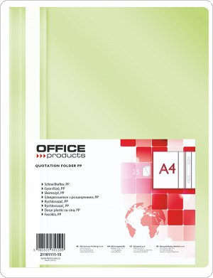 Skoroszyt OFFICE PRODUCTS, PP, A4, miękki, 100/170mikr., jasnozielony, (25szt), 21101111-15