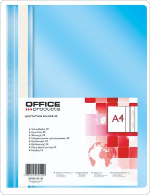 Skoroszyt OFFICE PRODUCTS, PP, A4, miękki, 100/170mikr., jasnoniebieski, (25szt), 21101111-21
