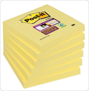 Bloczek samoprzylepny POST-IT Super Sticky (654-6SSCY-EU), 76x76mm, 1x90 kart., żółty, 3M-70005197911