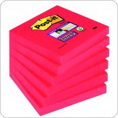Bloczek samoprzylepny POST-IT Super Sticky (654-6SS-PO), 76x76mm, 1x90 kart., czerwień, 3M-70005198125