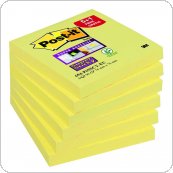 Bloczek samoprzylepny POST-IT Super Sticky (654-P6SSCY-EU), 76x76mm, 5 + 1x90 kart., żółty, 1 bloczek GRATIS, 3M-70005198315