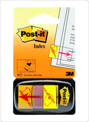 Zakładki indeksujące POST-IT z nadrukiem „ręka+ołówek” (680-31), PP, 25x43mm, 50 kart., 3M-70071392784