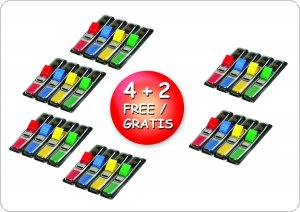 Zestaw promocyjny zakładek POST-IT (683-4), PP, 12x43mm, 4+2x35 kart., mix kolorów, 2 GRATIS, 3M-FT600002966