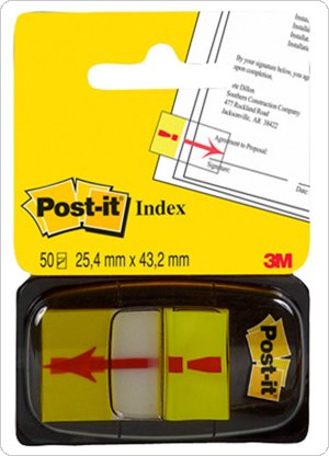 Zakładki indeksujące POST-IT z nadrukiem „wykrzyknik” (680-33), PP, 25x43mm, 50 kart., 3M-UU008930180
