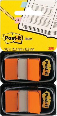 Zakładki indeksujące POST-IT (680-O2EU), PP, 25x43mm, 2x50 kart., pomarańczowy, 3M-UU008930198