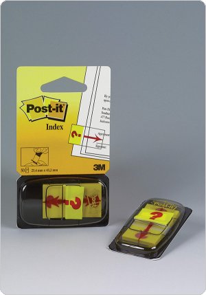 Zakładki indeksujące POST-IT z nadrukiem „znak zapytania” (680-32R), PP, 25x43mm, 50 kart., 3M-UU008973073
