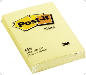 Bloczek samoprzylepny POST-IT (656), 51x76mm, 1x100 kart., żółty, 3M-UU009543602