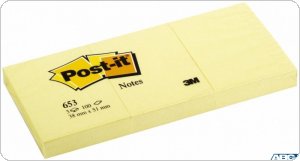 Bloczki 3M POST-IT 653 38x51mm żółte 3x100 kartek FT510060476