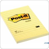 Bloczek samoprzylepny POST-IT w linię (660), 102x152mm, 1x100 kartek, żółty