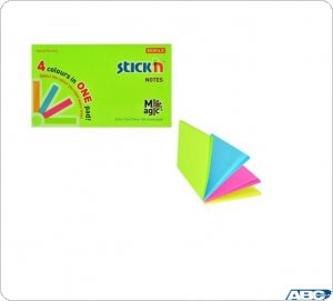 Bloczek STICK N MAGIC PAD 76x127mm, 100 kartek, neon mix kolorów 21573