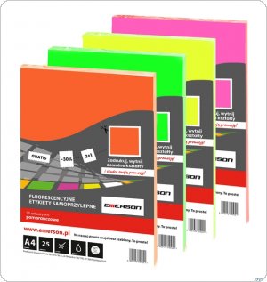 Fluorescencyjne etykiety samoprzylepne A4 żółte 25ark. Emerson ETOKZOL001x025x010