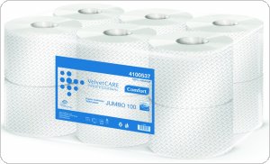 Papier toaletowy celulozowy VELVET Professional Jumbo, 2-warstwowy, 800 listków, 100m, 12szt., biały