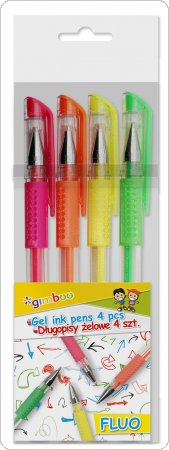 Długopis żelowy GIMBOO Fluo, 0,8mm, 4 szt., zawieszka, mix kolorów, 17025424-99