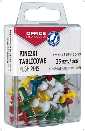 Pinezki kolorowe beczułki OFFICE PRODUCTS, w pudełku, 25szt., mix kolorów, 18194466-99