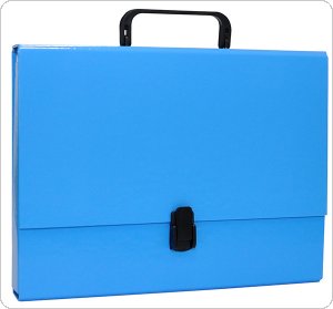 Teczka-pudełko OFFICE PRODUCTS, PP, A4/5cm, z rączką i zamkiem, niebieska, 21187811-01