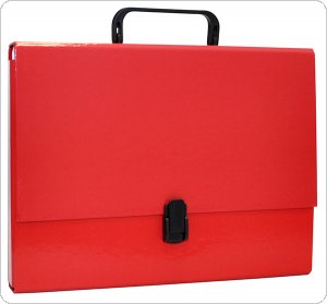 Teczka-pudełko OFFICE PRODUCTS, PP, A4/5cm, z rączką i zamkiem, czerwona, 21187811-04