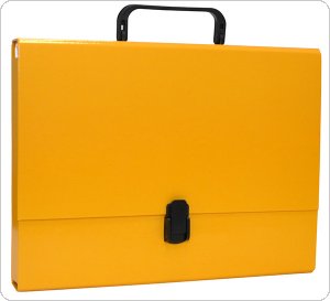 Teczka-pudełko OFFICE PRODUCTS, PP, A4/5cm, z rączką i zamkiem, żółta, 21187811-06
