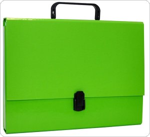 Teczka-pudełko OFFICE PRODUCTS, PP, A4/5cm, z rączką i zamkiem, jasnozielona, 21187811-15