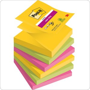 Karteczki samoprzylepne Post-it Super Sticky Z-Notes, CARNIVAL, 76x76mm, 6x90 kart.