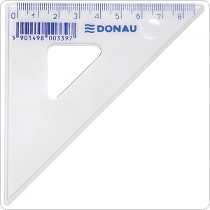Ekierka DONAU, mała, 8,5cm, 45°, transparentna, 7061001PL-00