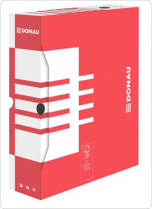 Pudło archiwizacyjne DONAU, karton, A4/80mm, czerwone, 7660301FSC-04
