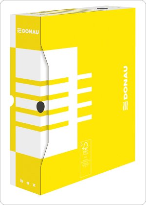 Pudło archiwizacyjne DONAU, karton, A4/80mm, żółte, 7660301FSC-11