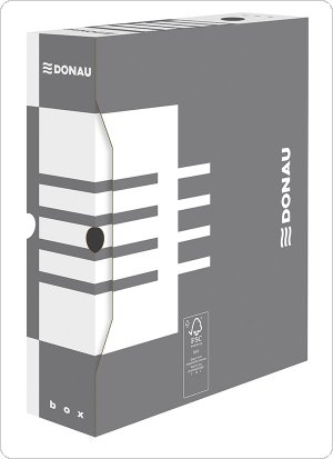 Pudło archiwizacyjne DONAU, karton, A4/80mm, szare, 7660301FSC-13