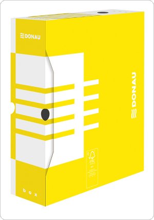 Pudło archiwizacyjne DONAU, karton, A4/100mm, żółte, 7661301FSC-11