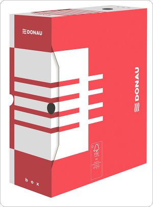 Pudło archiwizacyjne DONAU, karton, A4/120mm, czerwone, 7662301FSC-04