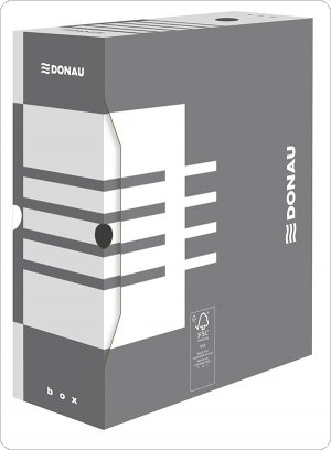 Pudło archiwizacyjne DONAU, karton, A4/120mm, szare, 7662301FSC-13